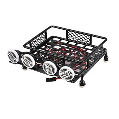 XEBRAD RC Auto Dachgepäckträger Gepäckträger Allgemeiner Typ Mit 4 Runden Lichtleisten Truck Crawler CC01 CR01 SCX10, for RC4WD Dachgepäckträger für Spielzeugautos von XEBRAD